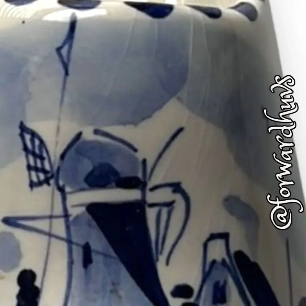 Windmill Delft Blue and White Porcelain Clog